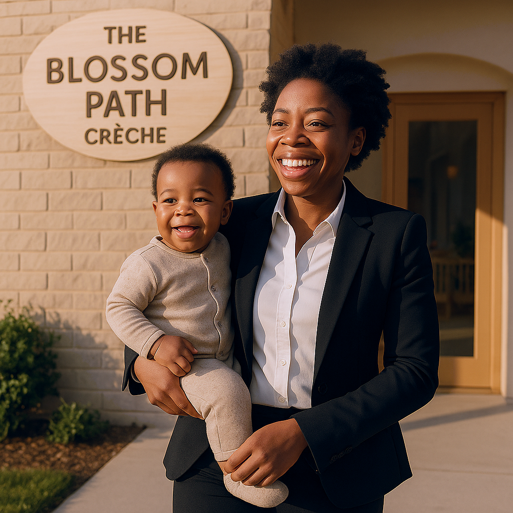 Children engaged in educational activities with caregiver